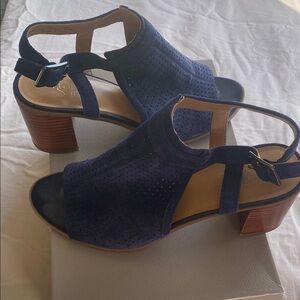 Franco Sarto Blue Denim Heels with Chunky Heel